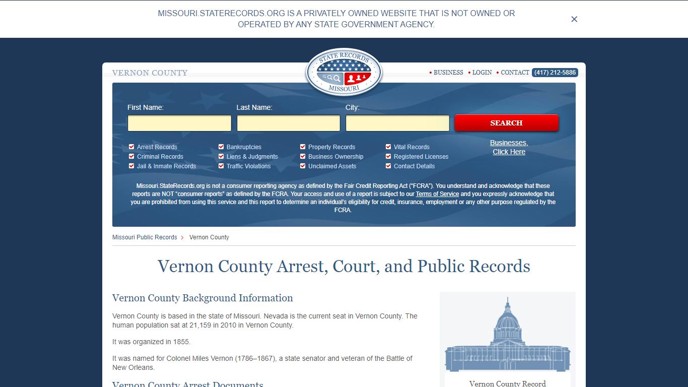 Vernon County Arrest, Court, and Public Records